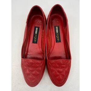 Enzo Angiolini Red Liberty Leather Quilted Round Toe Classic Loafers Size 5.5